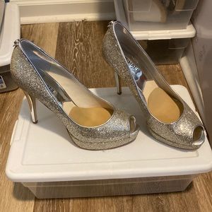 Michael Kors Platform peep toe glitter pumps